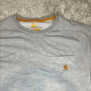 Carhartt Gray Short Sleeve Tee with Crew Neck and Embroidered Logo